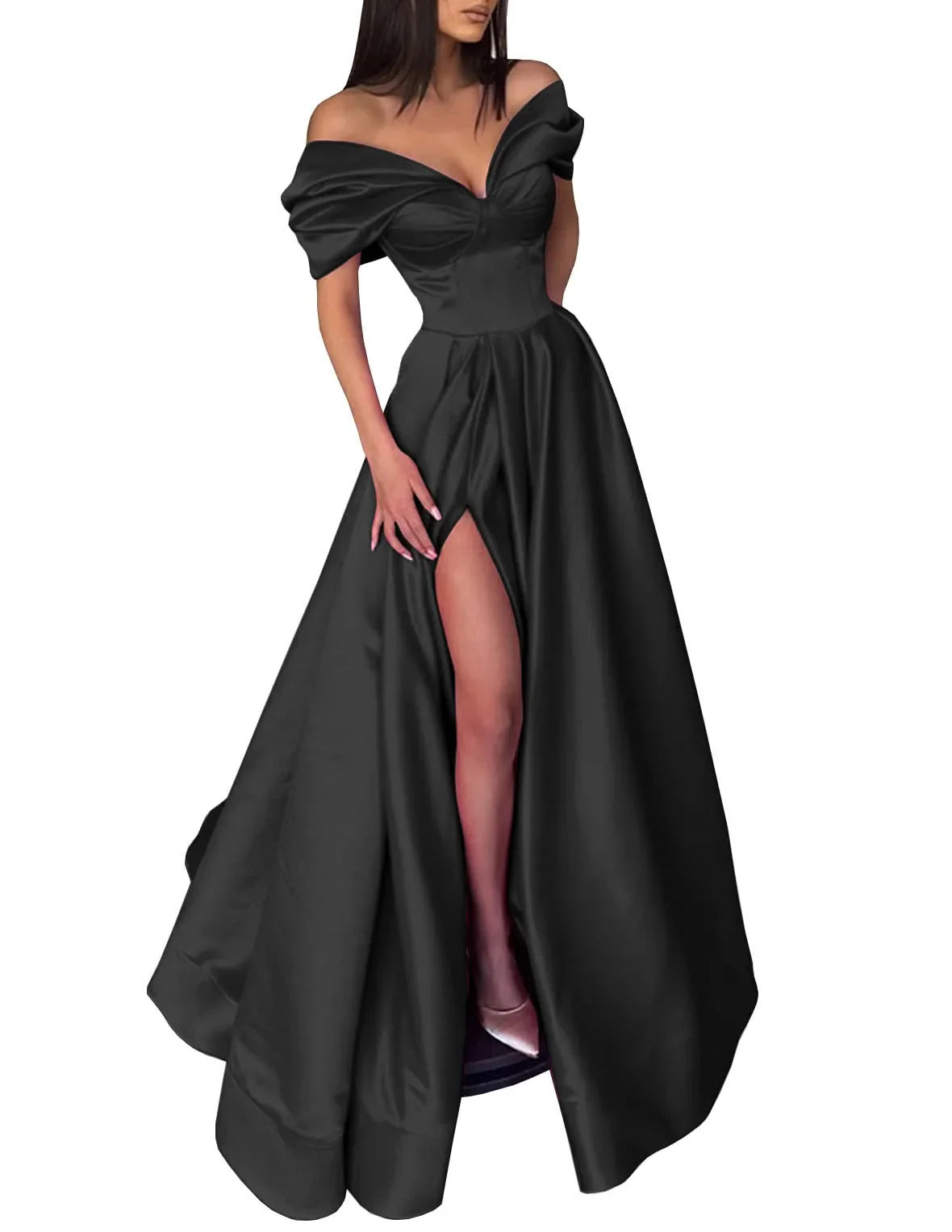 Schulterfreies Ballkleid in A-Linie/Prinzessin-Form mit Schlitz