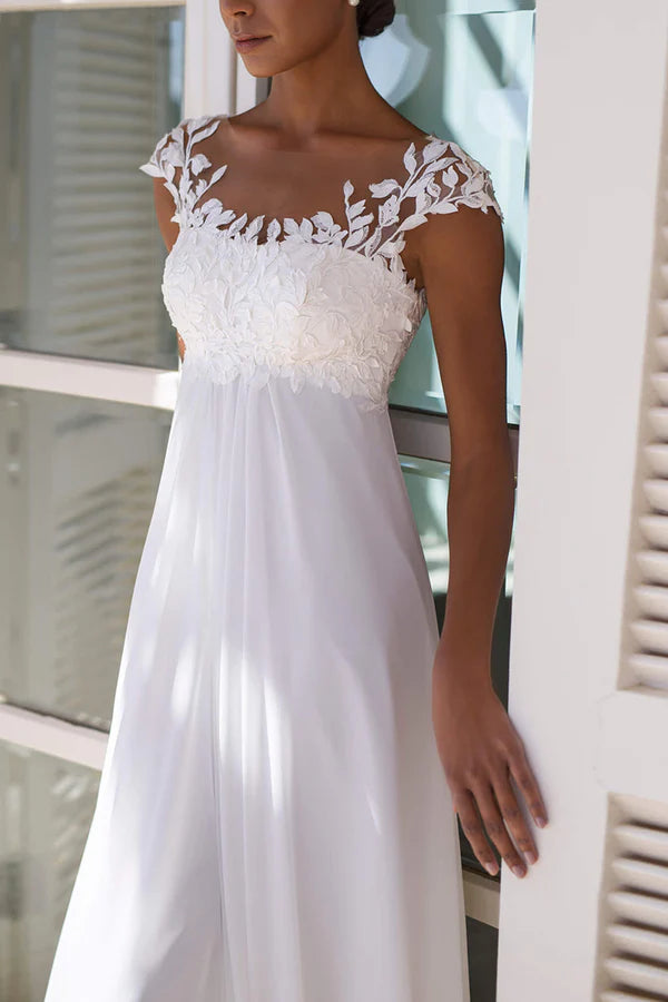 A-shaped spoon cover sleeve lace sticker beach wedding dress