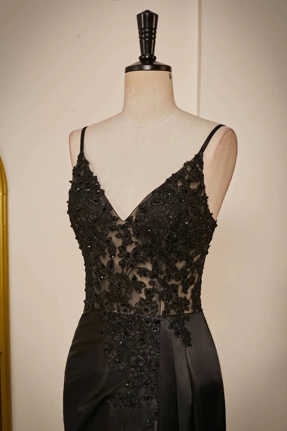 Black Mermaid Backless Lace Prom Dresses Floor-Length Evening Gowns