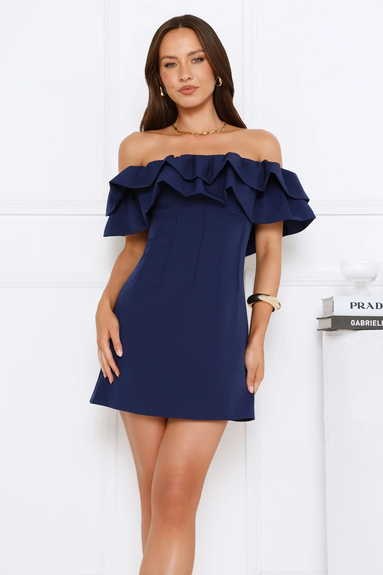 Chic A-Line Ruffled Off-Shoulder Short Sleeve Mini Homecoming Dress with a Sleek Back