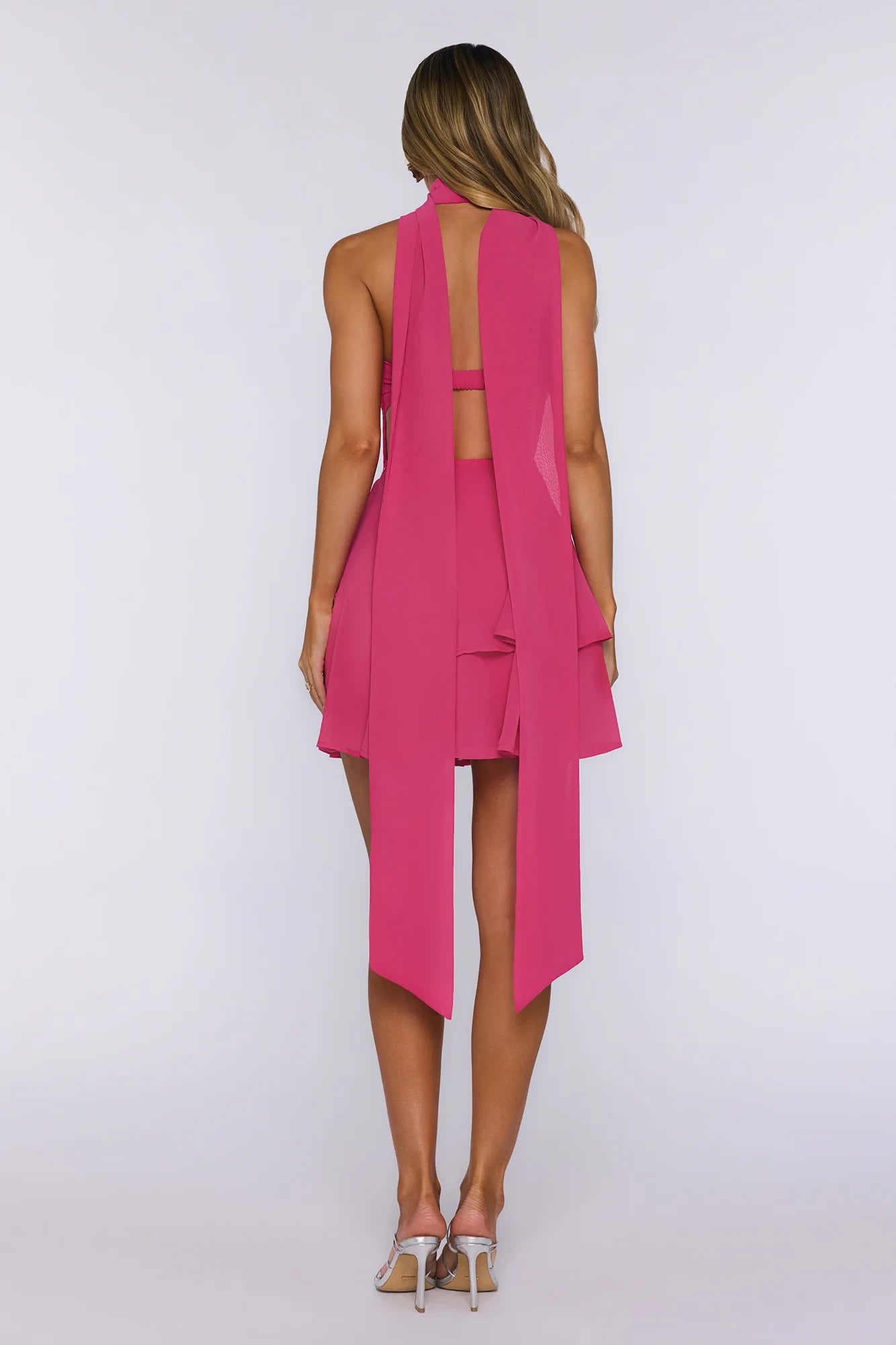 Chic A-Line Strapless Tie-Back Open Mini Homecoming Dress with Scarf Detail