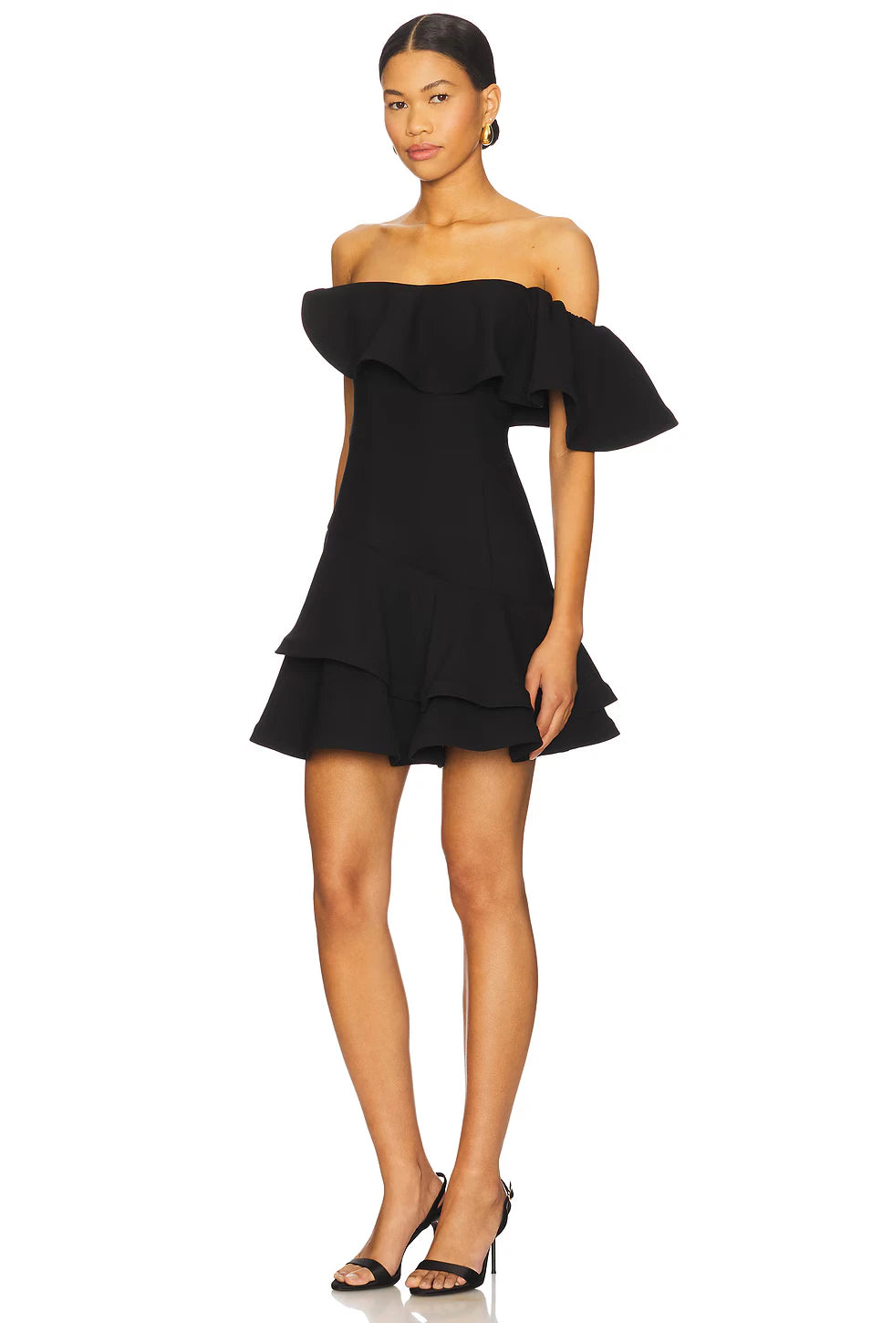 Chic Ruffled Off-Shoulder A-Line Mini Dress with Tiered Skirt and Concealed Back Zipper Homecoming Dresses