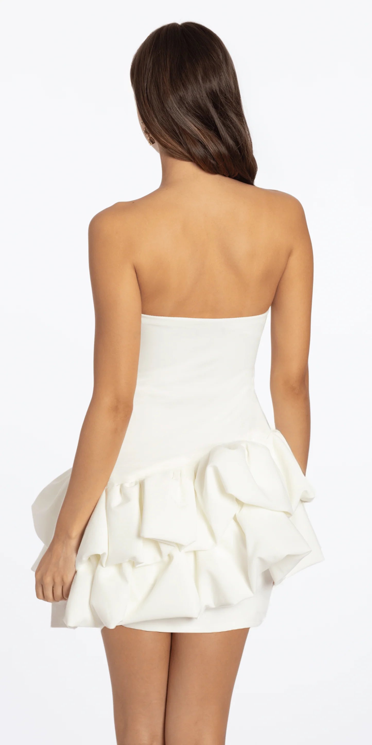 Chic Strapless Sweetheart Sleeveless Open Back Mini Ruffled Hem Homecoming Dresses for Juniors