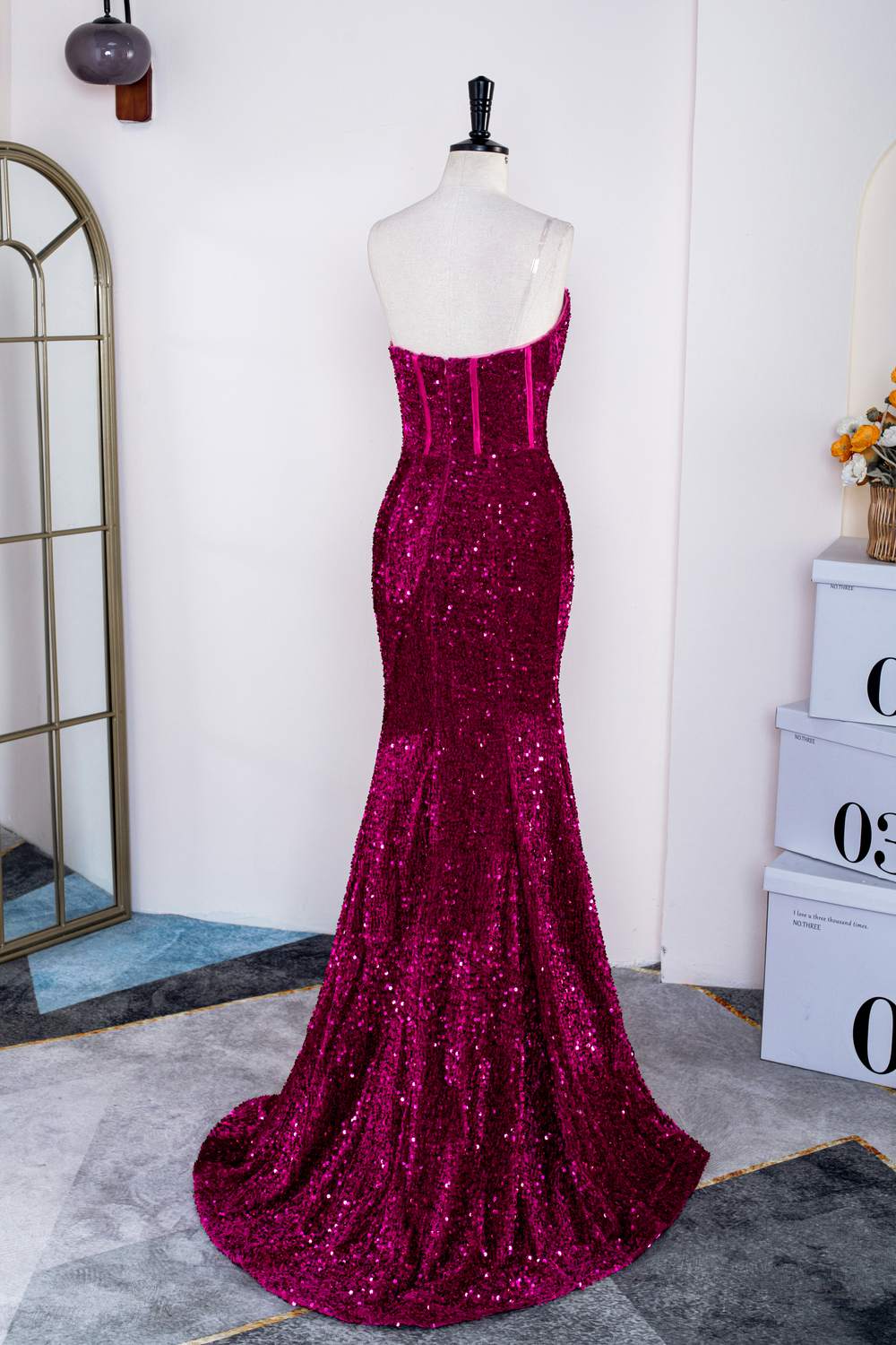 Dazzling Mermaid Strapless Sweetheart Corset Floor-Length Prom Dress