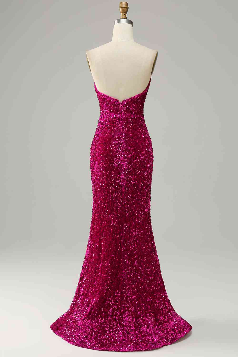 Dazzling Mermaid Sweetheart Strapless Open-Back Slit Floor-Length Prom Dress