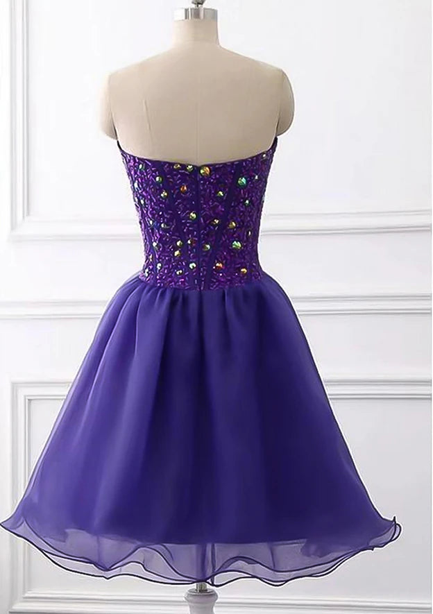 Dazzling A-Line Strapless Sweetheart Sleeveless Back Zipper Short Mini Homecoming Dresses for Special Occasions