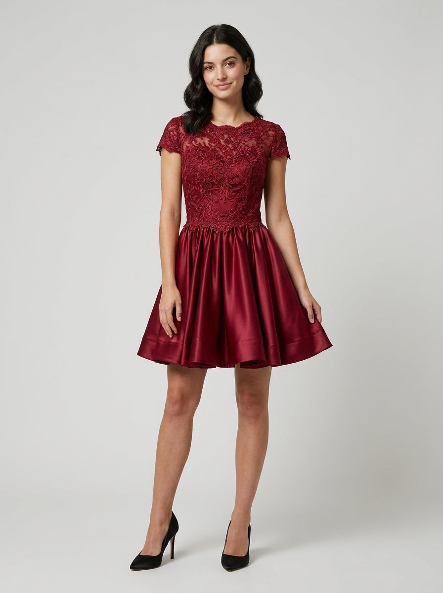 Dazzling A-Line Sweetheart Spaghetti Strap Low V-Back Mini Sequin Bodice Chiffon Homecoming Dresses