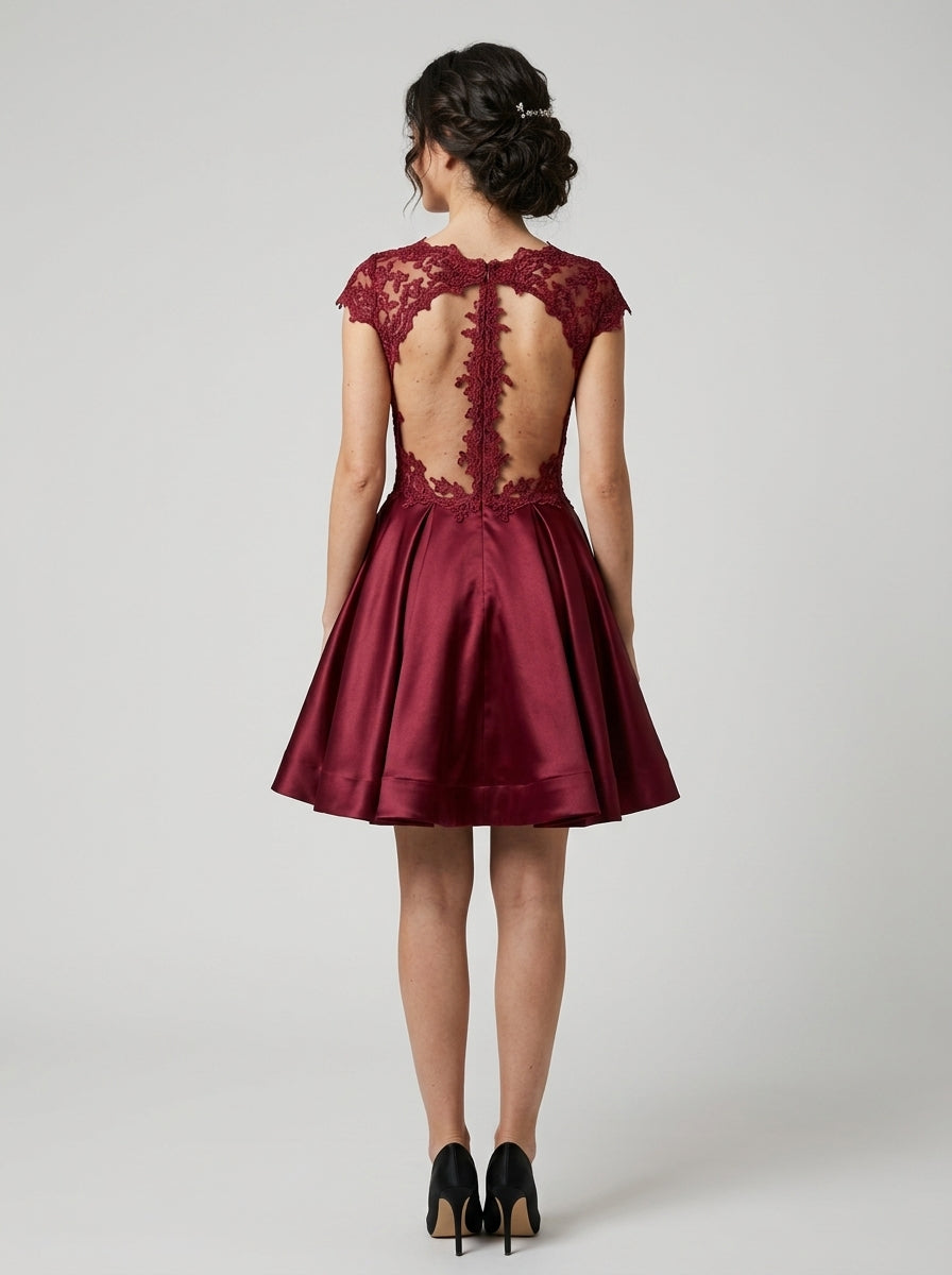 Dazzling A-Line Sweetheart Spaghetti Strap Low V-Back Mini Sequin Bodice Chiffon Homecoming Dresses