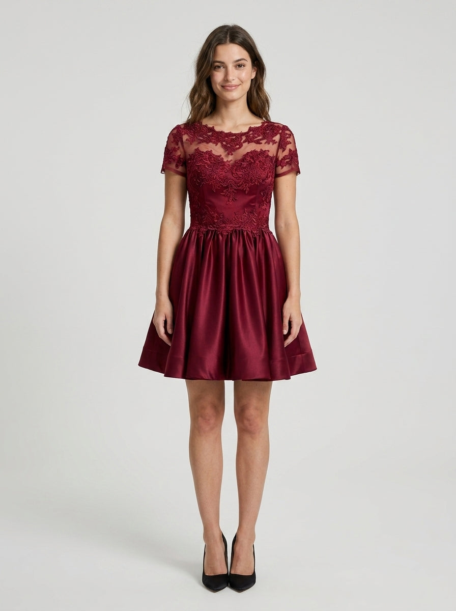 Dazzling A-Line Sweetheart Spaghetti Strap Low V-Back Mini Sequin Bodice Chiffon Homecoming Dresses