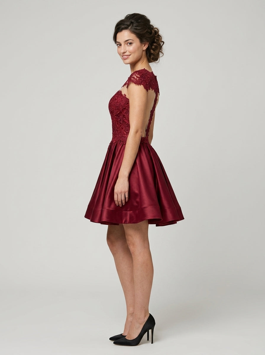 Dazzling A-Line Sweetheart Spaghetti Strap Low V-Back Mini Sequin Bodice Chiffon Homecoming Dresses