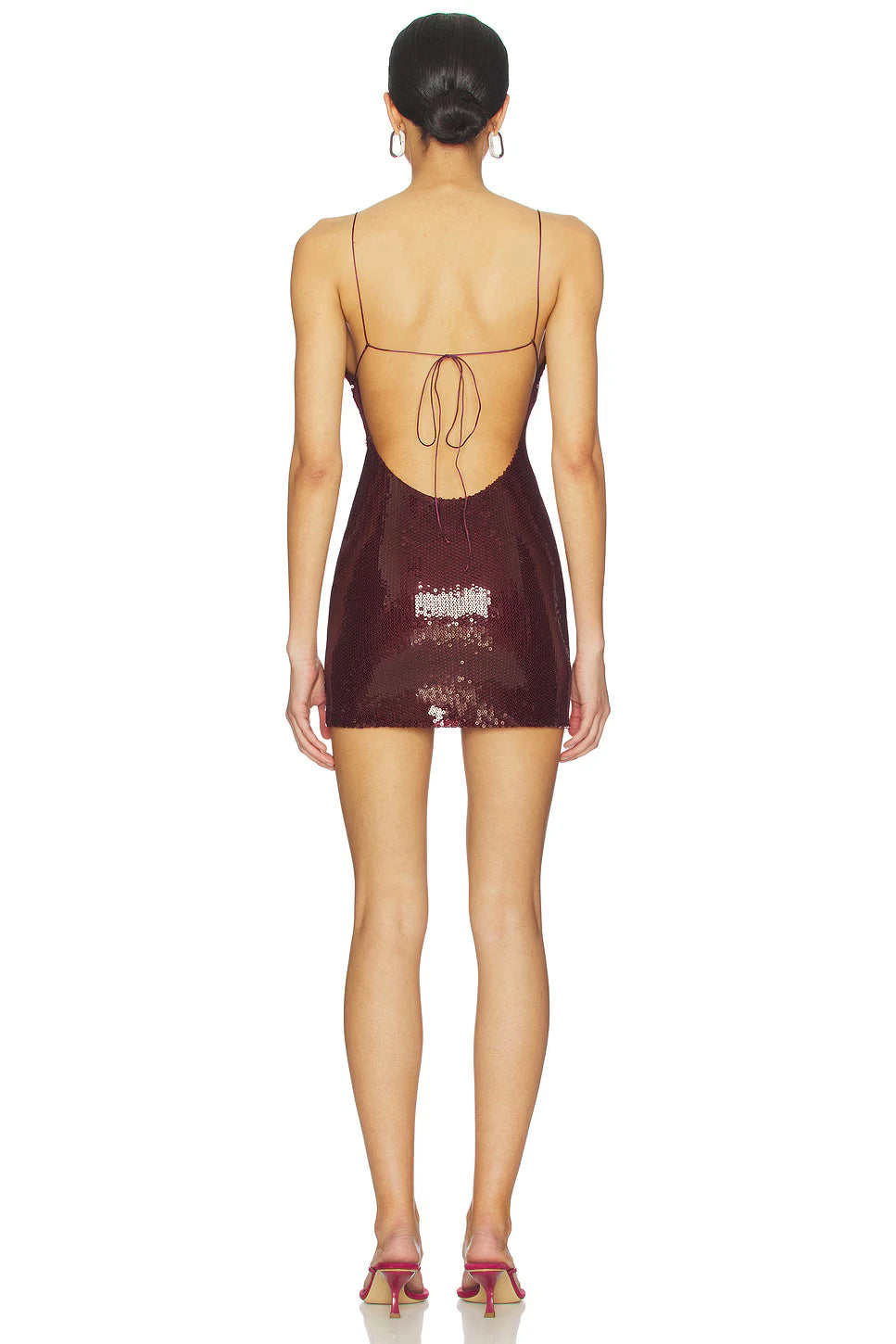 Dazzling Bodycon Square Neck Spaghetti Strap Low Open Back Mini Sequined Homecoming Dresses