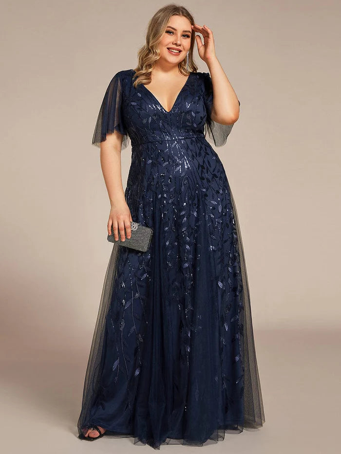 Bodenlange formelle Abendkleider in Übergröße für Hochzeiten 