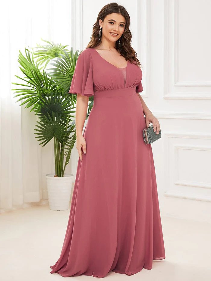 Chiffon-Kleid mit Empire-Taille in Übergröße für die Brautmutter 