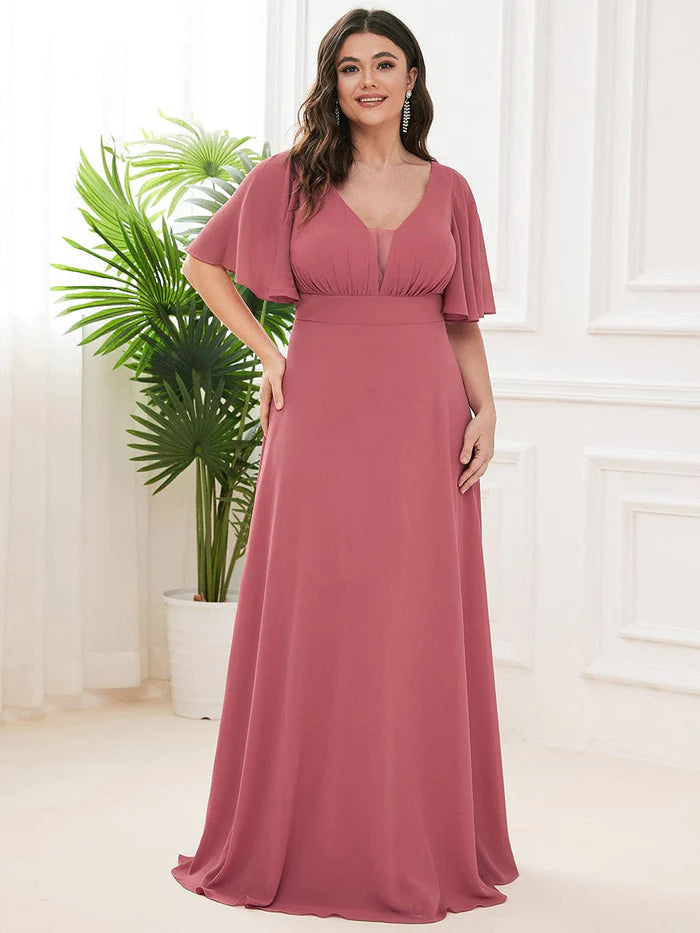 Chiffon-Kleid mit Empire-Taille in Übergröße für die Brautmutter 