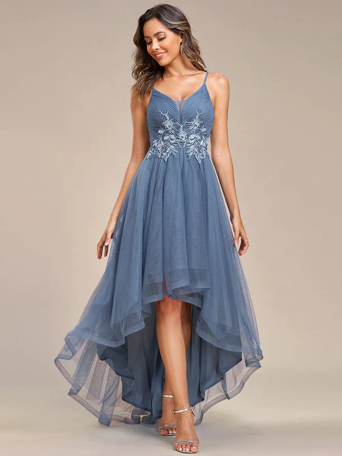 high low embroidered dress Orchid Embroidered High-Low Midi Dress - Black 8 main image 1