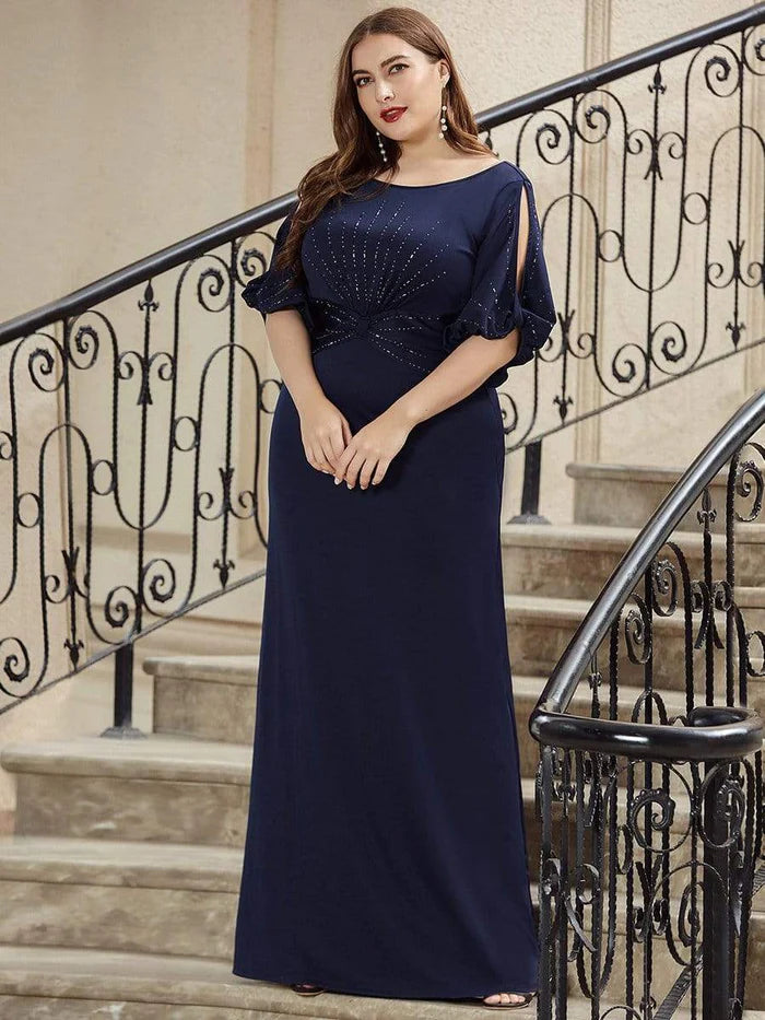 Schlichtes, figurbetontes Maxi-Abendkleid im Meerjungfrau-Stil in Übergröße 