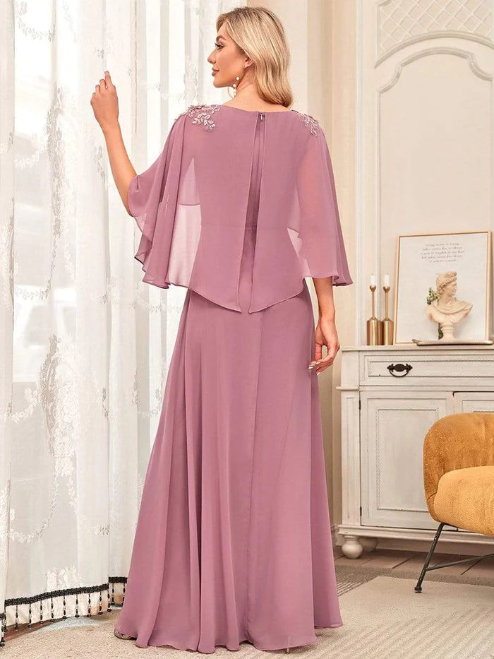 Robes de demoiselle d'honneur élégantes en mousseline fluide à col en V avec volants 