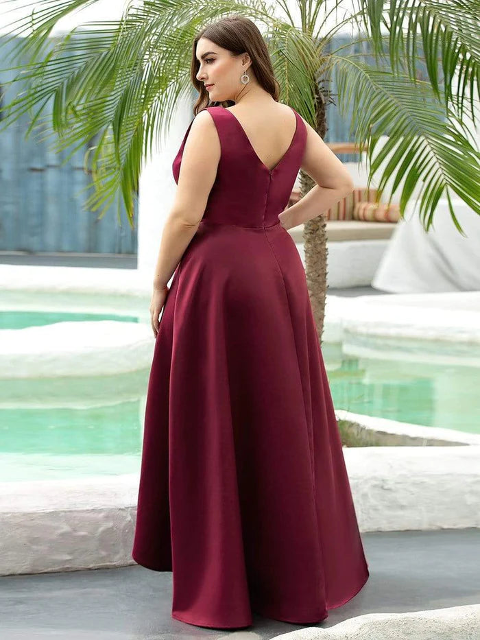 Plus Size High Low Formales Abend- und Partykleid mit Paillettengürtel 