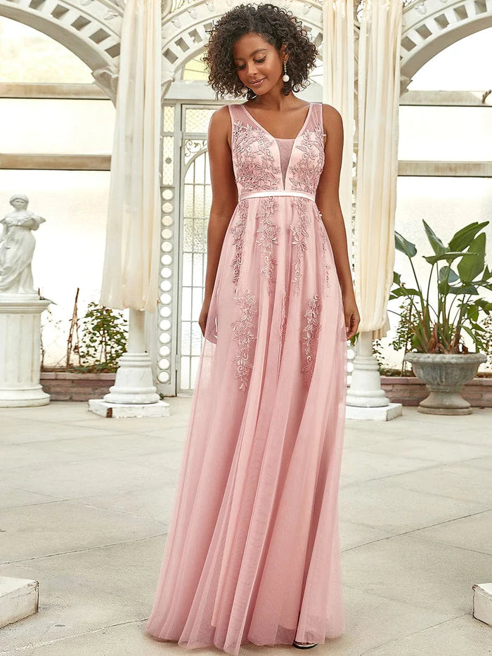 Maxilanges, elegantes, ätherisches Tüll-Abendkleid 