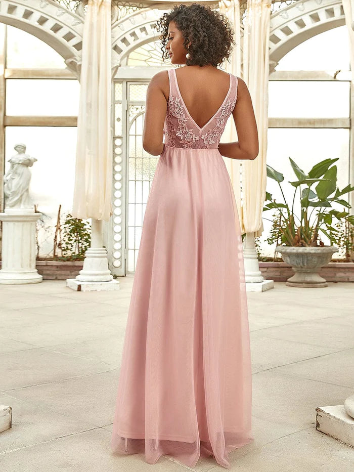 Maxilanges, elegantes, ätherisches Tüll-Abendkleid 