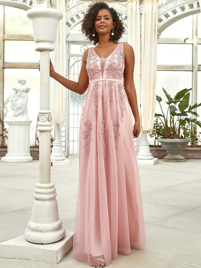 Maxilanges, elegantes, ätherisches Tüll-Abendkleid 