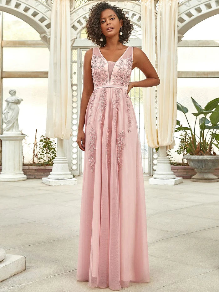 Maxilanges, elegantes, ätherisches Tüll-Abendkleid 