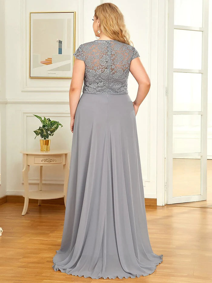 Maxi-Abendkleid mit Flügelärmeln in Übergröße für Hochzeitsgäste 