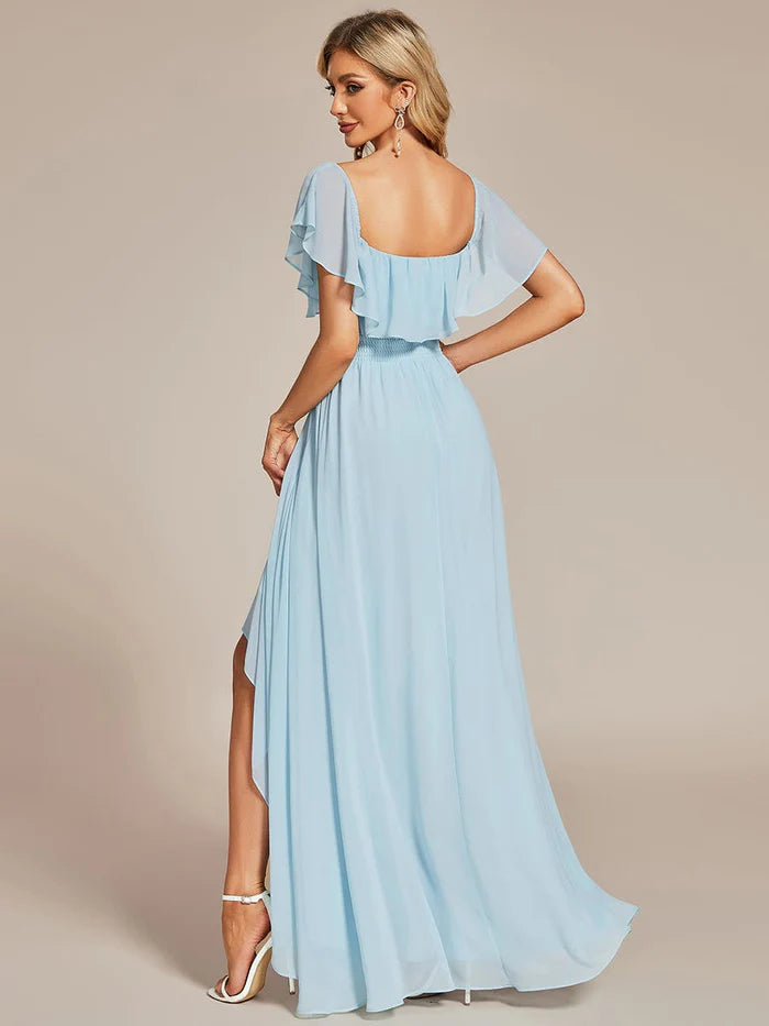 Elegantes Chiffon High-Low Off-Shoulder Brautjungfernkleid 