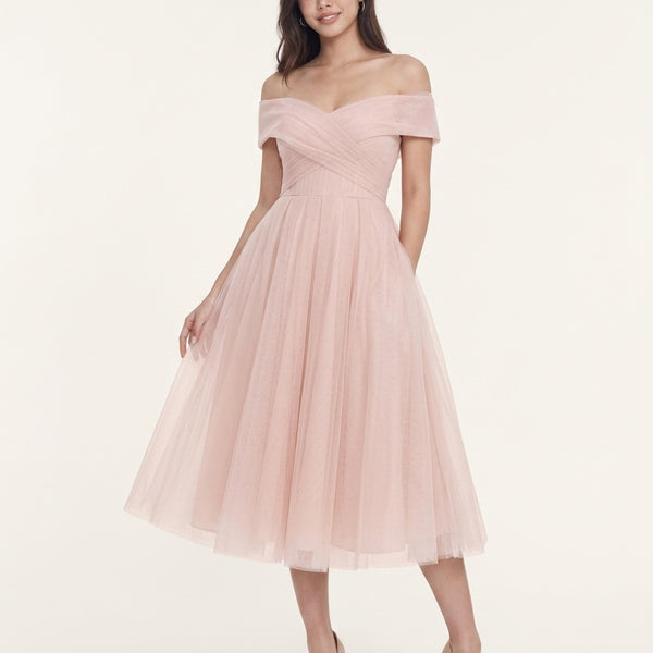midi hoco dress Elegant A-Line Off-Shoulder Sweetheart Short Sleeve Tulle Homecoming Dresses: Orange Dresses Hailey Bieber's Silk Saint and evening events Size:9-10 Years