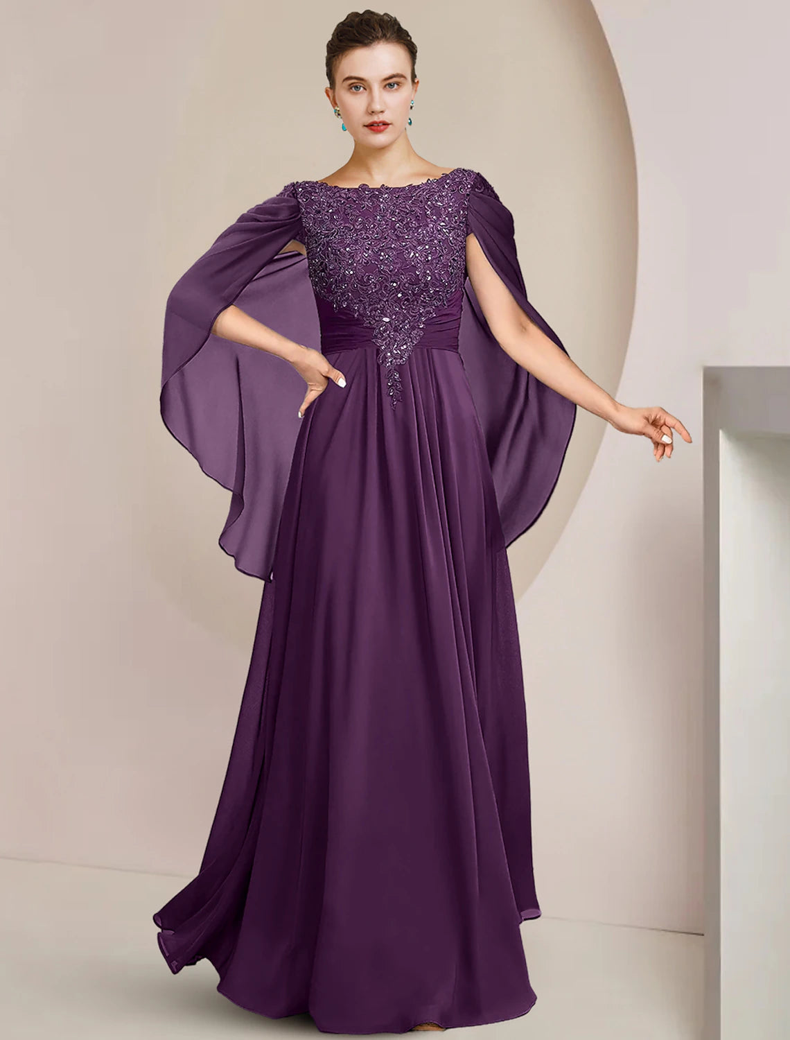Formal A-Line sleeveless dress, ideal for special occasions.