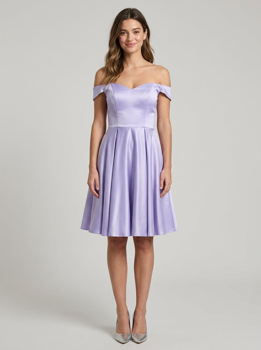 Elegant A-Line Off-the-Shoulder Sweetheart Lace-Up Back Short Homecoming Dresses