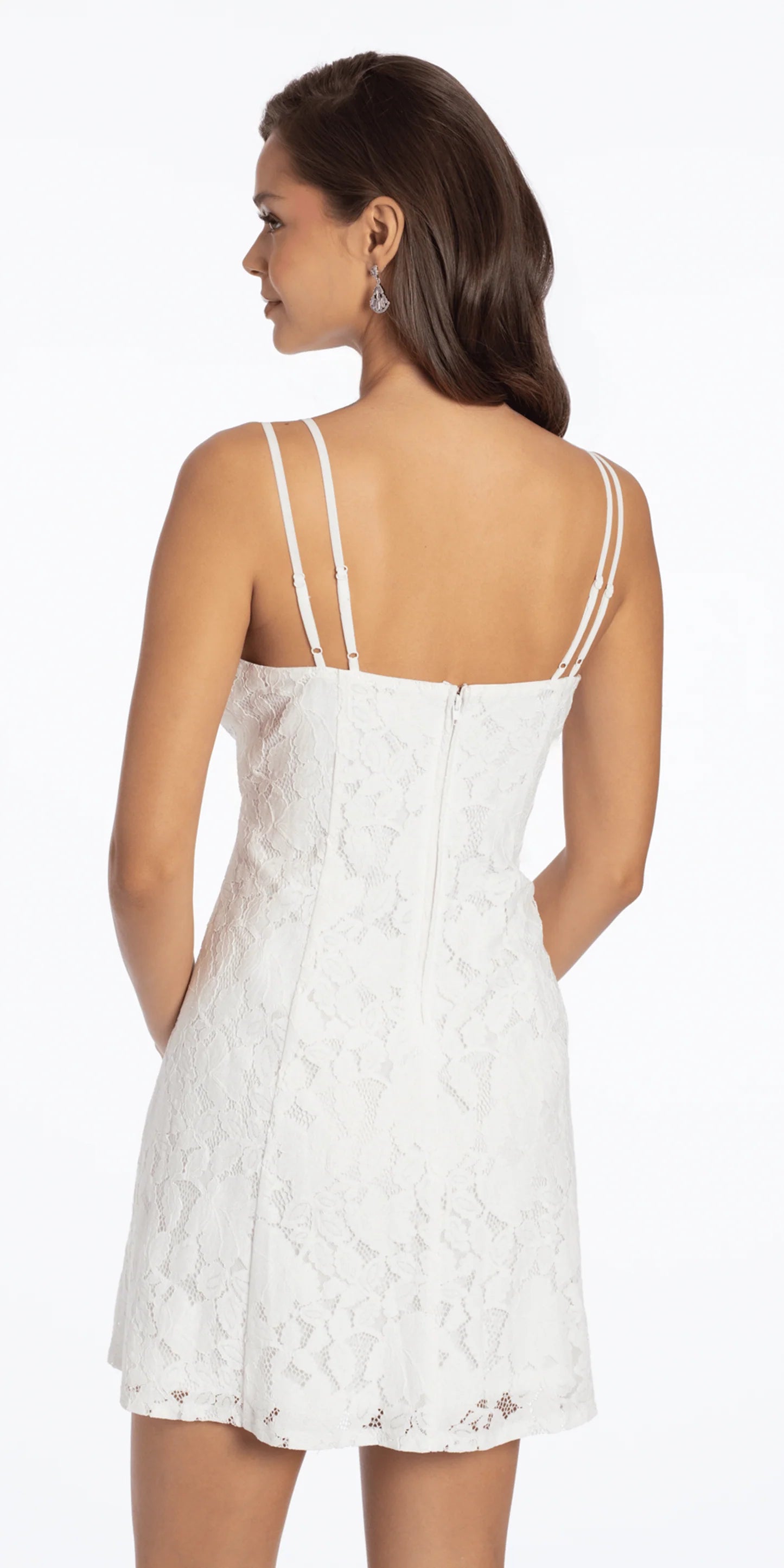 Elegant A-Line Straight Neck Sleeveless Zipper Back Short Lace Homecoming Dresses