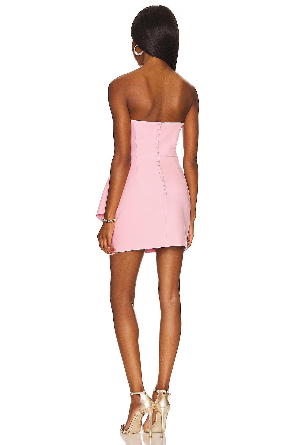 Elegant A-Line Strapless Asymmetrical Neckline Sleeveless Button-Back Mini Homecoming Dresses