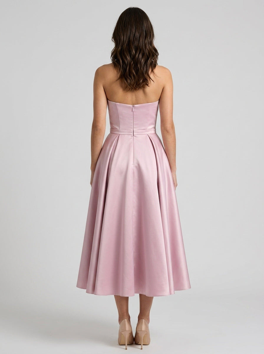 Elegant A-Line Strapless Sweetheart Zipper Back Midi Homecoming Dresses for Special Occasions