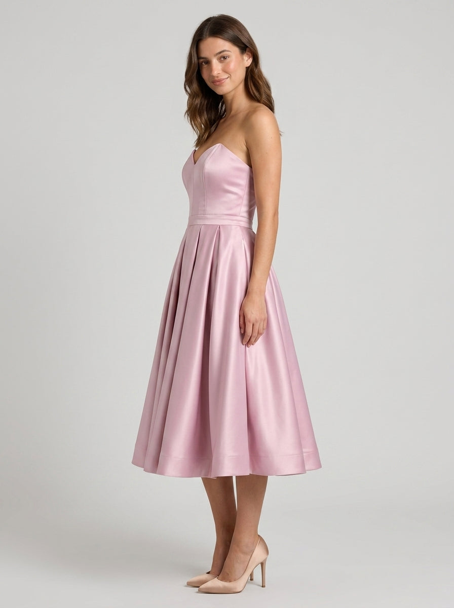 Elegant A-Line Strapless Sweetheart Zipper Back Midi Homecoming Dresses for Special Occasions
