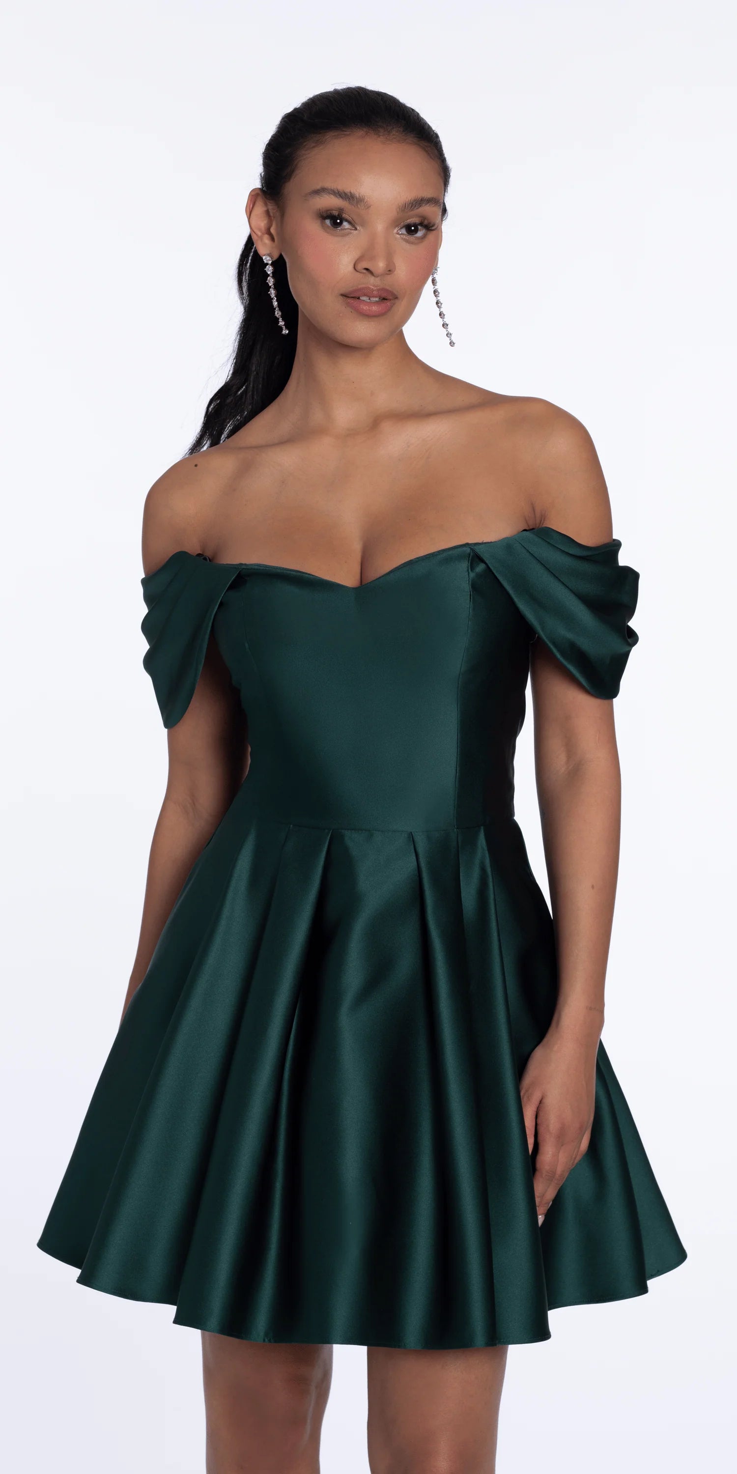 Elegant A-Line Sweetheart Off-Shoulder Cap Sleeve Zipper Back Short Homecoming Dresses