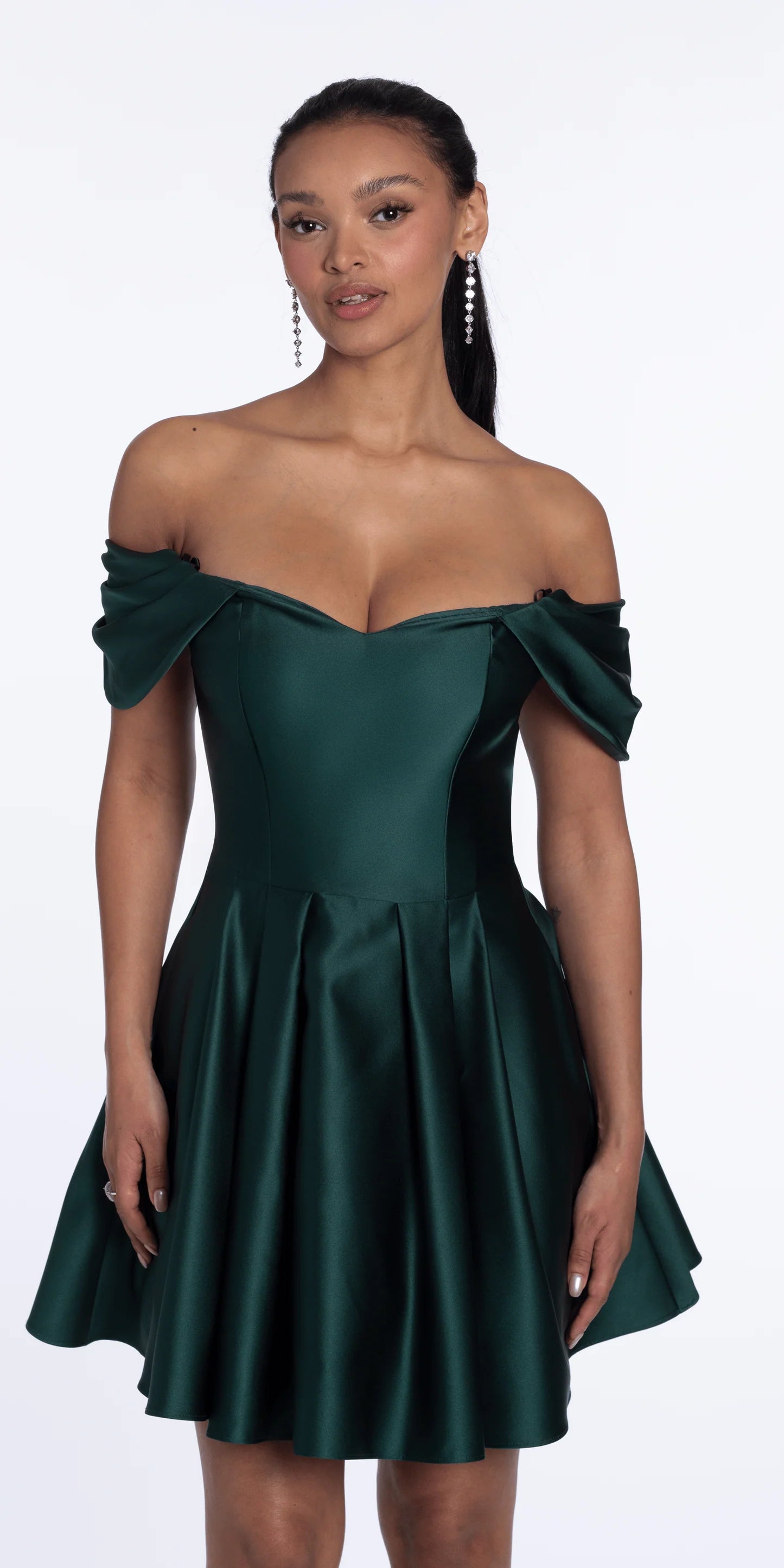 Elegant A-Line Sweetheart Off-Shoulder Cap Sleeve Zipper Back Short Homecoming Dresses
