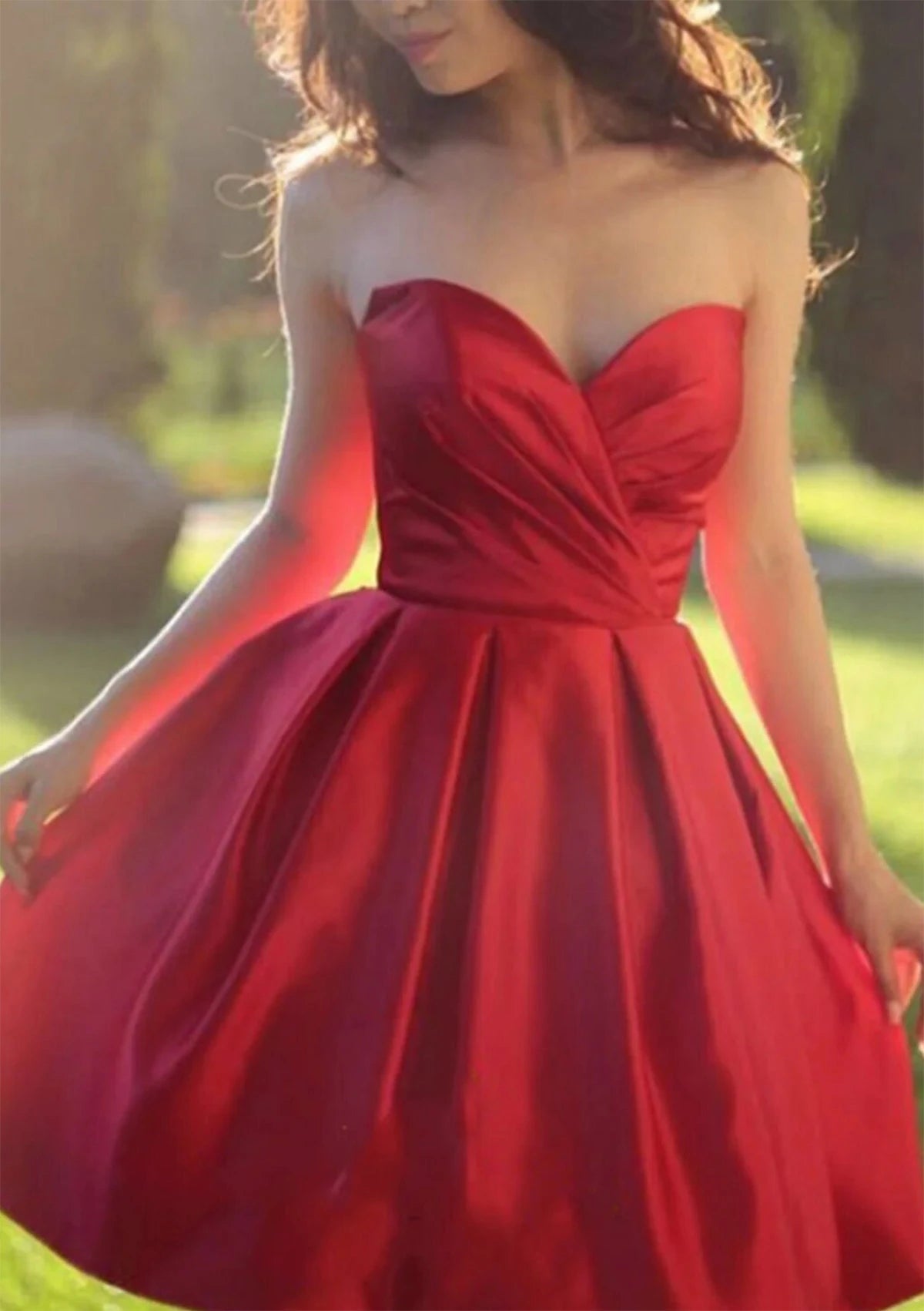 Elegant A-Line Sweetheart Strapless Sleeveless Zipper Back Short Homecoming Dresses