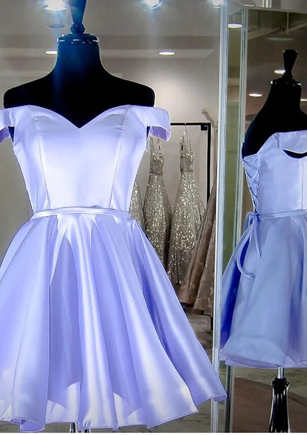 Elegant A-Line V-Neck Spaghetti Strap Lace Panel Open Back Short Homecoming Dress