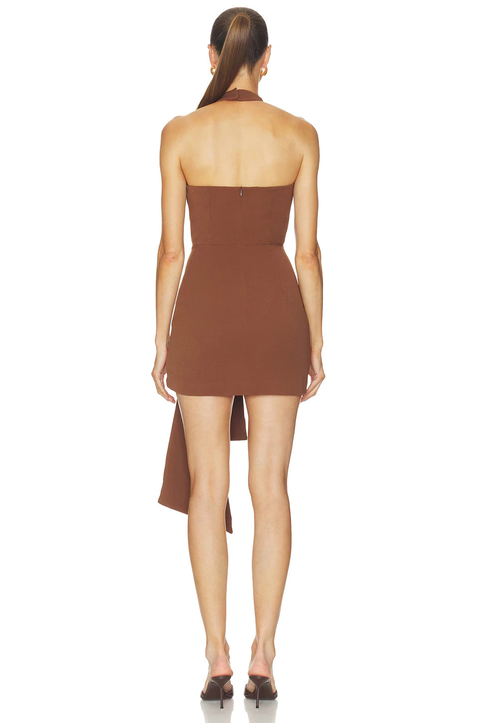 Elegant Draped Halter Neck Sleeveless Open Back Mini Homecoming Party Dress