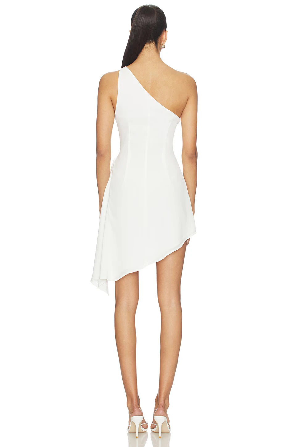 Elegant Fitted One-Shoulder Sleeveless Plain Back Asymmetrical Mini Lace Detail Homecoming Dresses