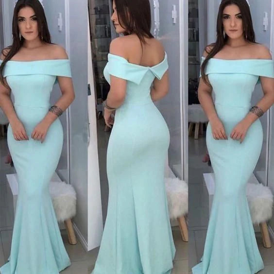 Elegant Mint Green Off-the-Shoulder Mermaid Maxi Evening Dress for Formal Events & Bridesmaids