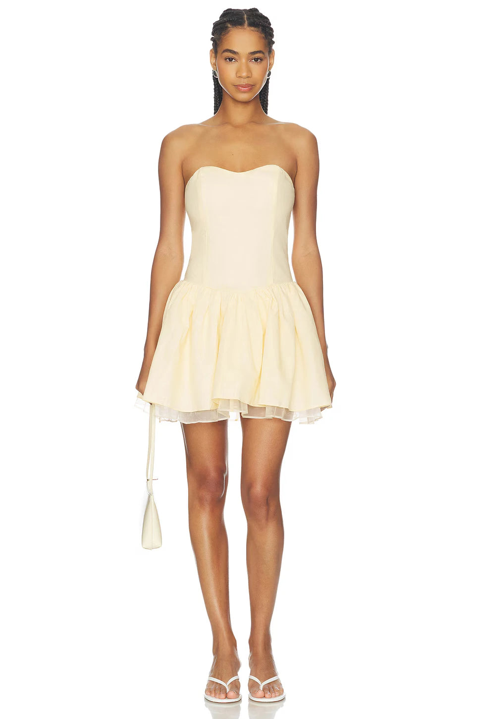 Elegant Pale Yellow A-Line Sweetheart Strapless Mini Homecoming Dress with Flared Skirt