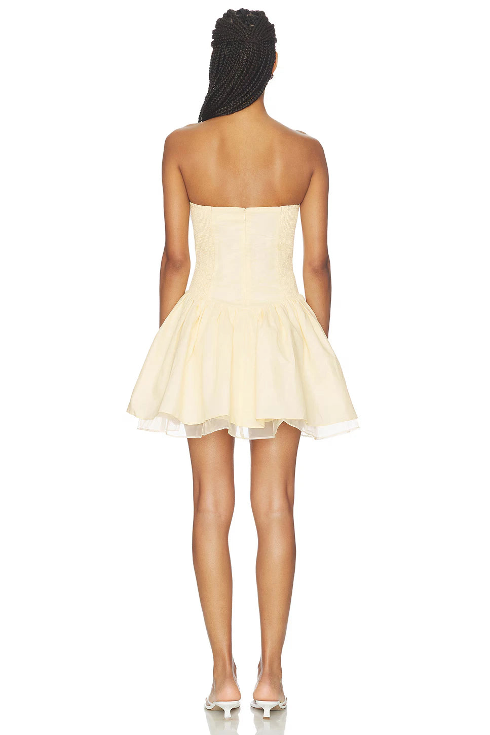 Elegant Pale Yellow A-Line Sweetheart Strapless Mini Homecoming Dress with Flared Skirt