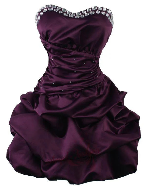 Elegant Sparkling Ruched Sweetheart Strapless Short Puffy Skirt Homecoming Dresses