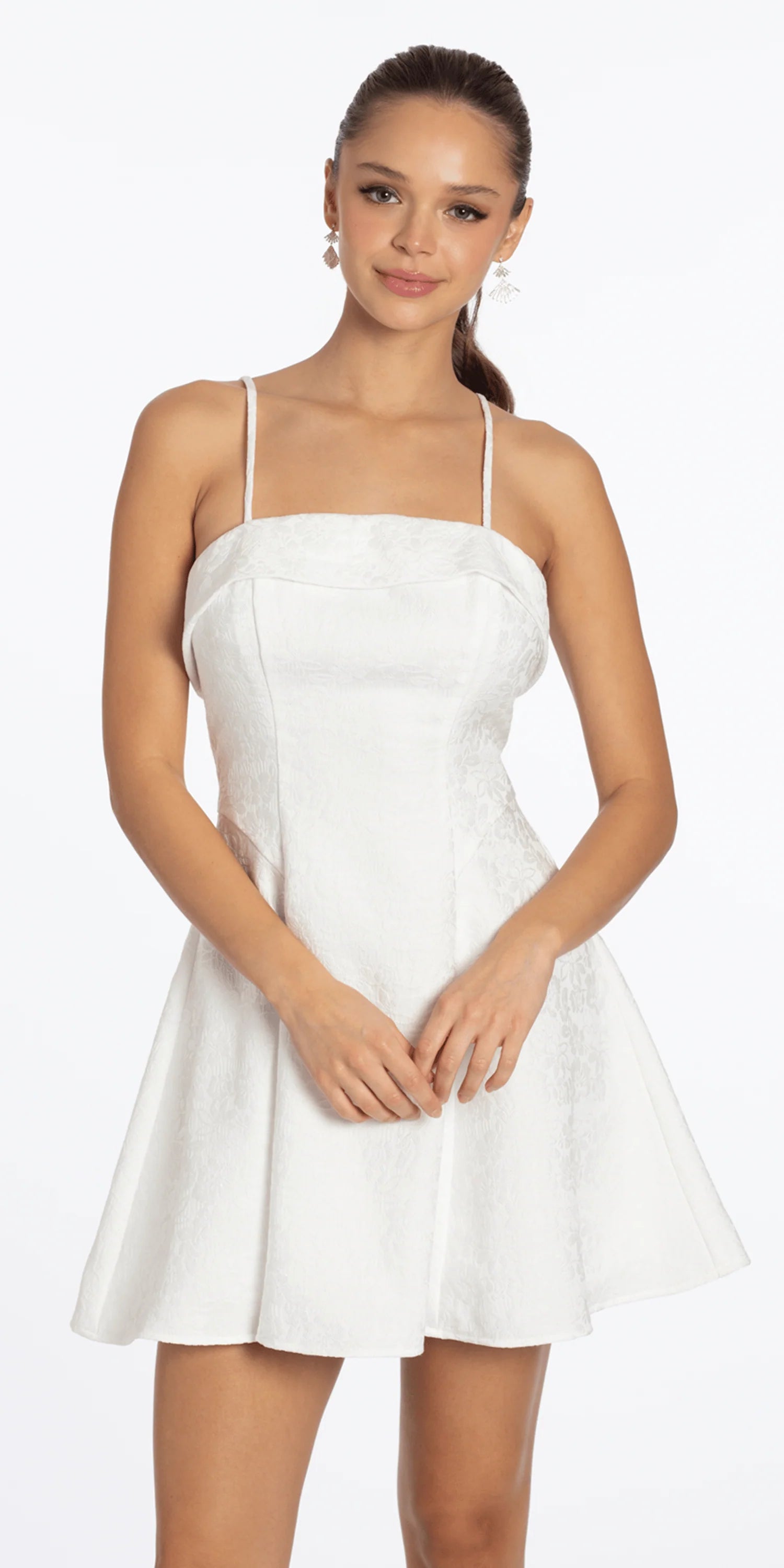 Elegant Textured A-Line Straight Neck Spaghetti Strap Zipper Back Short Homecoming Dresses