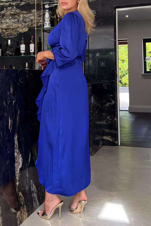 V-Ausschnitt A-Linie 3/4-Ärmel Empire Rüschenkleid für die Brautmutter
