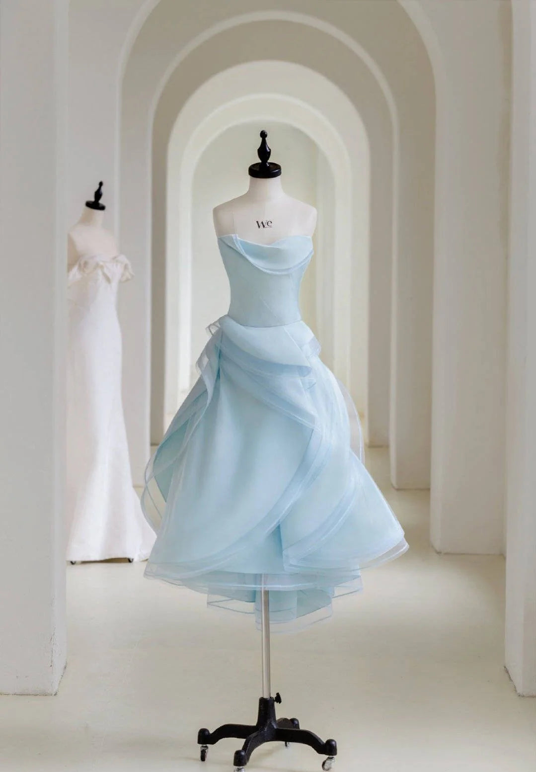 Ethereal A-line Strapless Sleeveless Open Back High-Low Ruffled Short Homecoming Dress for Teens
