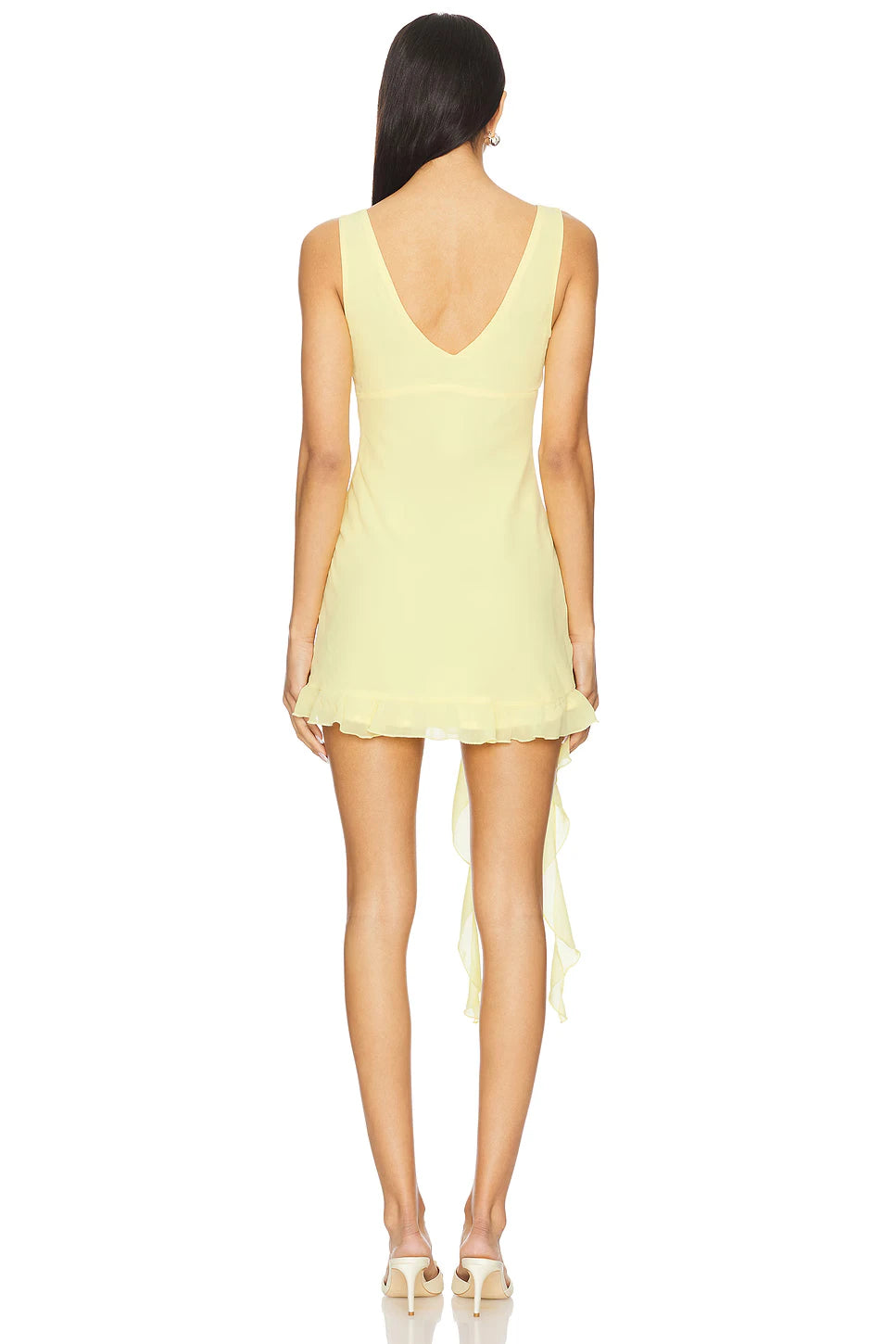 Ethereal Ruffled A-Line V-Neck Sleeveless V-Back Mini Homecoming Dresses