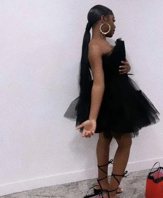 Glam A-Line Strapless Tiered-Tulle Voluminous-Skirt Mini Homecoming Dress